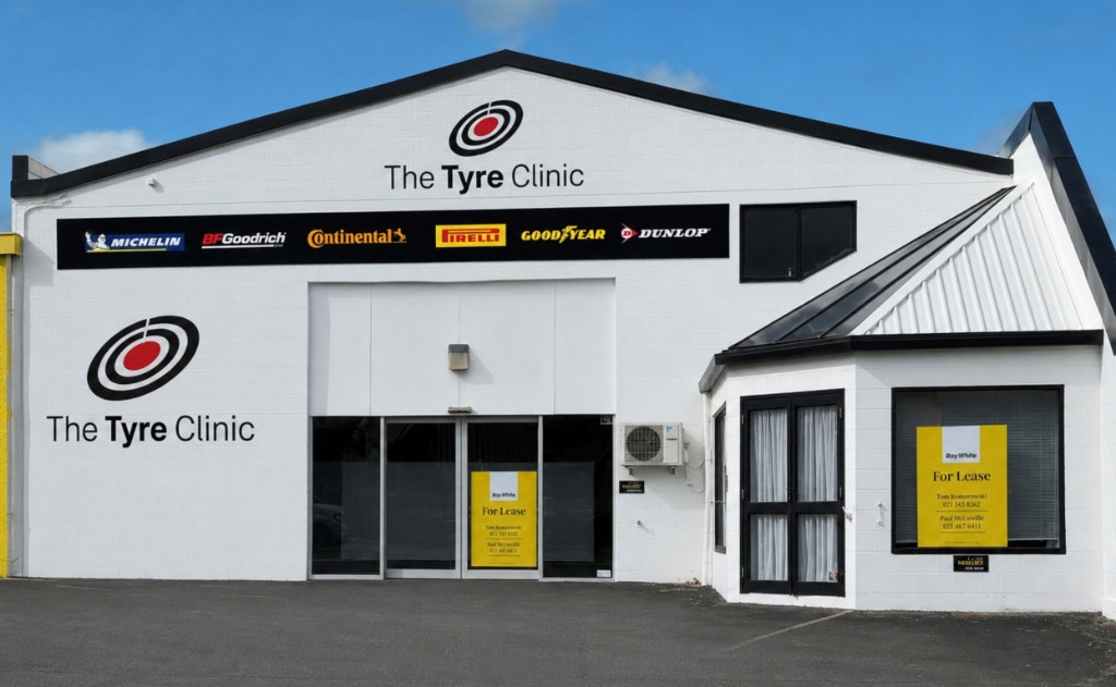 The Tyre Clinic Masterton storefront with tyre brand logos